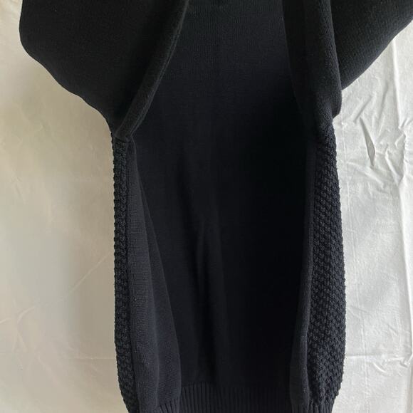 Paul Fredrick mock neck cable knit 3/4 zip pull over sweater, black, size M - Picture 7 of 8